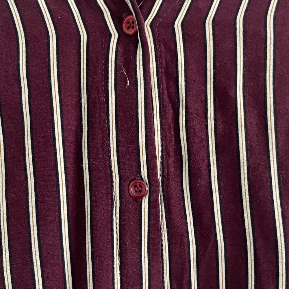 Indibrand Maroon Red White Striped Button Down Shirt Top 20442 - Picture 4 of 8